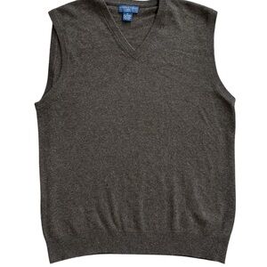 Joseph & Lyman Men's Heathered Brown Cashmere  V-Neck Sweater Vest M
